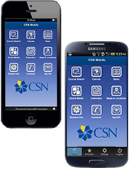 iPhone and Adroid phone displaying the CSN mobile application