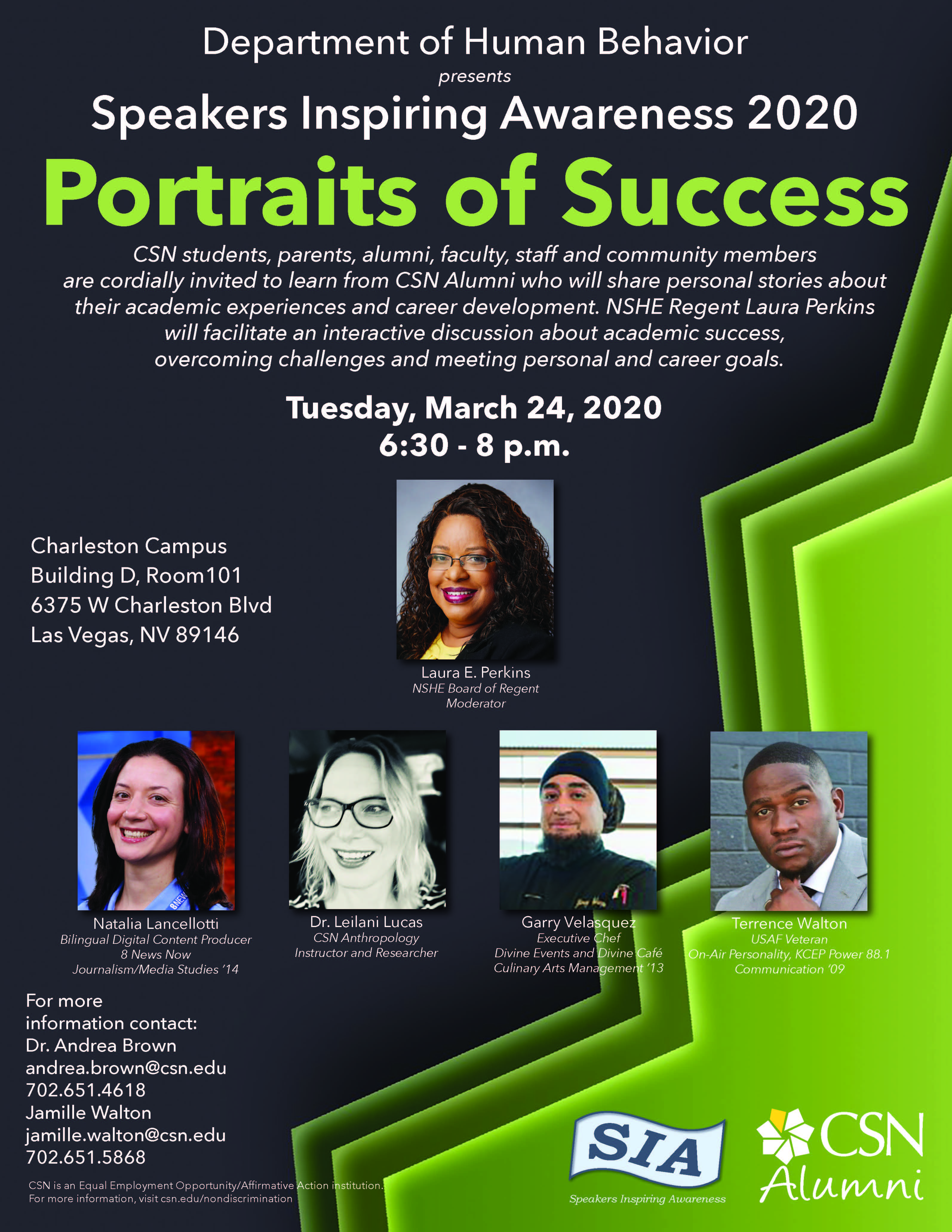 Speaker Inspiring Awareness 2020 Portraits of Success Flyer